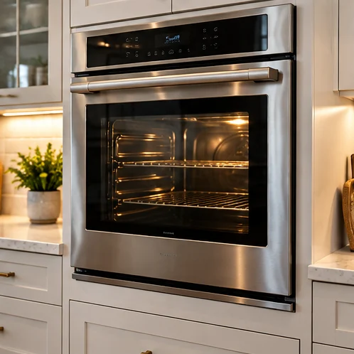 Oven appliance in a modern home